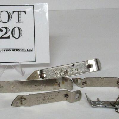 5 Old Bottle Openers - Schlitz, Bosch, unmarked