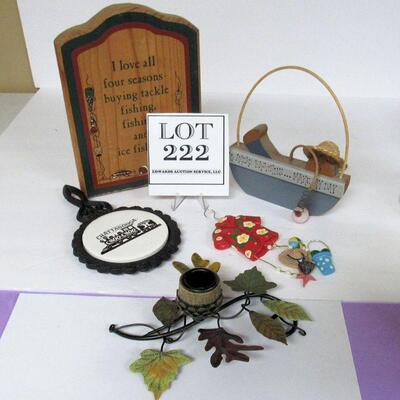 Vintage Household Nick Knacks Candle Holder Trivet Fisherman