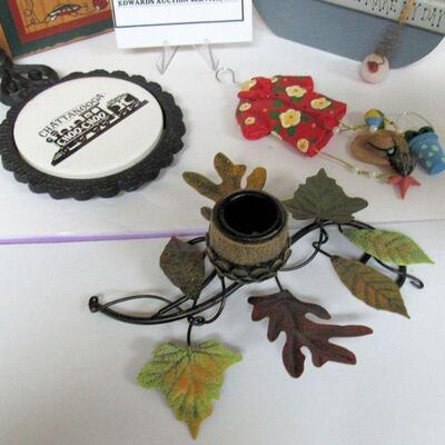 Vintage Household Nick Knacks Candle Holder Trivet Fisherman