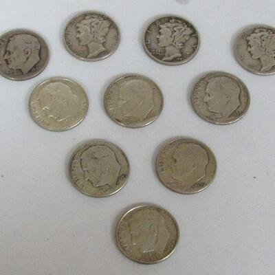 10 Silver Dimes, 3 Mercury, 7 Roosevelt