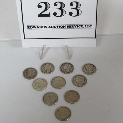 10 Silver Dimes, 3 Mercury, 7 Roosevelt