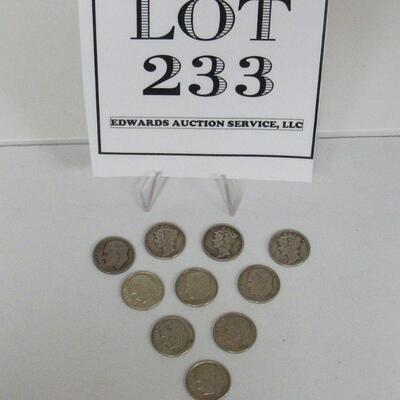 10 Silver Dimes, 3 Mercury, 7 Roosevelt