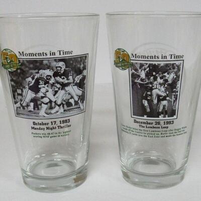 Green Bay Packers Complete Set of 6 Moments In Time Pint Glasses Super Condition
