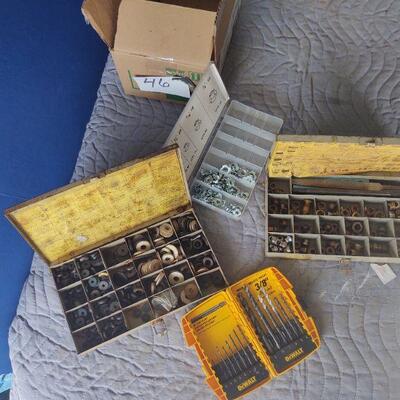 LOT 46 - Dewalt drill bit kits, washers, nuts, etc. as shown