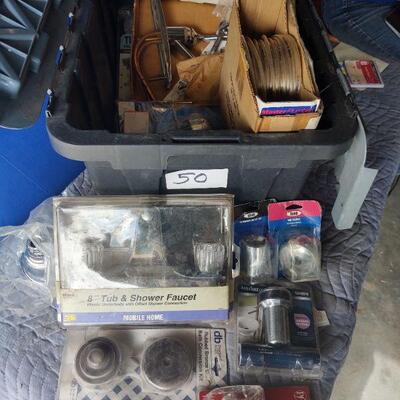 LOT 50 - Clear tubing, faucet assembly, remodeling kit, tub/shower faucet,  tub flange, etc.