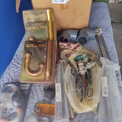 lot 56 - ptraps, elbow joints eir plug, flanges, siphon pump, floppy, etc as shown
