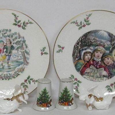 Christmas Lot 2 Angel Ornaments, S/P Set, 2 Nice Christmas Plates