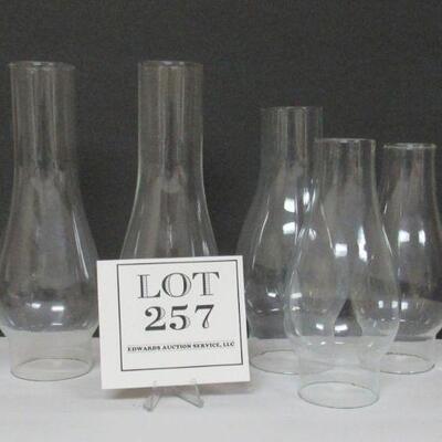 Lot of 5 Misc Glass Lamp Chimneys