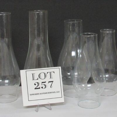 Lot of 5 Misc Glass Lamp Chimneys