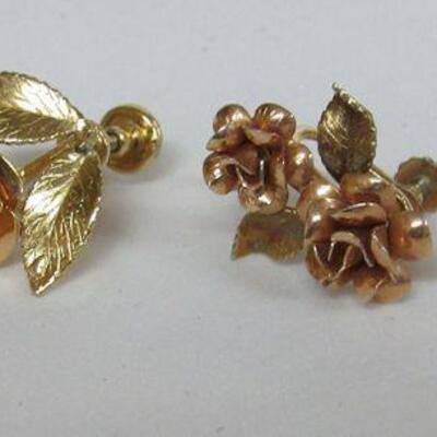 Interesting Large Rhinestone and Stone Pin, Rhinestone Bow Earrings, Gold Filled Rose Earrings Pairs, Faux Pearl Slide