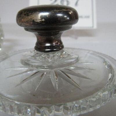 Cut Glass With Sterling Knob Jam or Condiment Jar