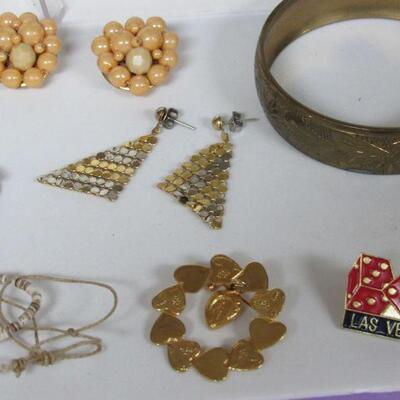 Costume Jewelry &  Strung Heishi Shells From the 1970s, Copper Bangle Bracelet