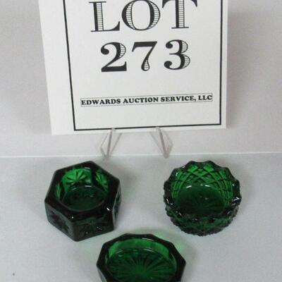 3 Green Glass Open Salts