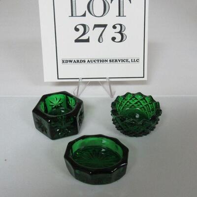 3 Green Glass Open Salts