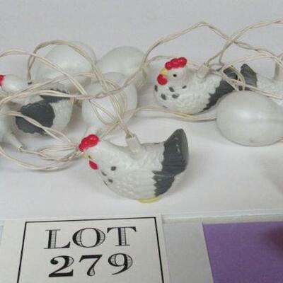 String of Easter Lights Working Chicken and Eggs