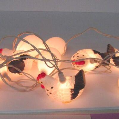 String of Easter Lights Working Chicken and Eggs