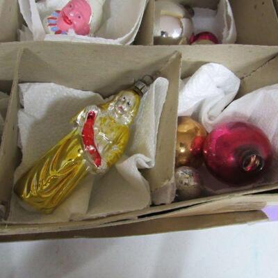 Box of Vintage Christmas Ornaments Figurals and Others