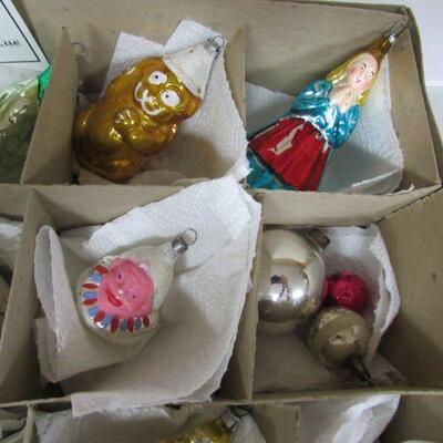 Box of Vintage Christmas Ornaments Figurals and Others