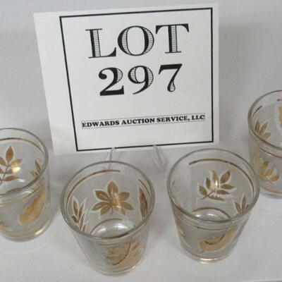 Vintage Gold Leaf Set of 4 Shot Glasses