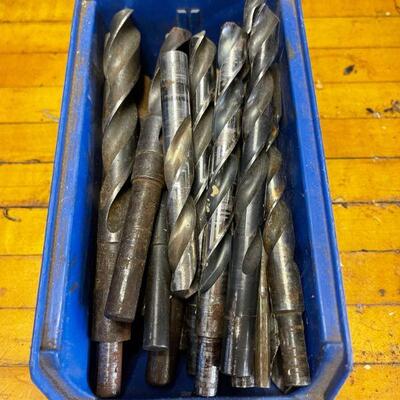 Assortment of drill bits + parts bin
