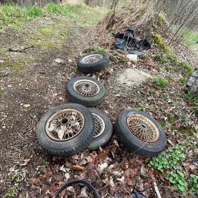 4 vintage British wire / spoke wheels
