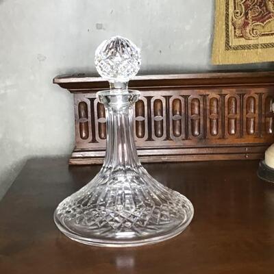 122 - Waterford Crystal Lismore Ships Decanter w/ Sterling Port Tag