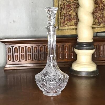 128 - Round Cut Crystal Decanter 12.5" tall