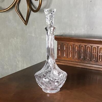 128 - Round Cut Crystal Decanter 12.5" tall