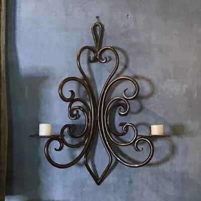 133 - Pair of Lg. Gold Metal Candle Sconces