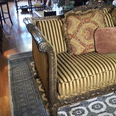 144 - Designer "Rose" Carved Wood Sofa by Tomlinson, Ewin-Lambeth Inc.
