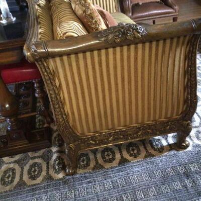 144 - Designer "Rose" Carved Wood Sofa by Tomlinson, Ewin-Lambeth Inc.