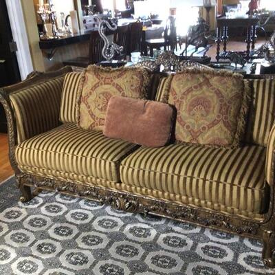 144 - Designer "Rose" Carved Wood Sofa by Tomlinson, Ewin-Lambeth Inc.