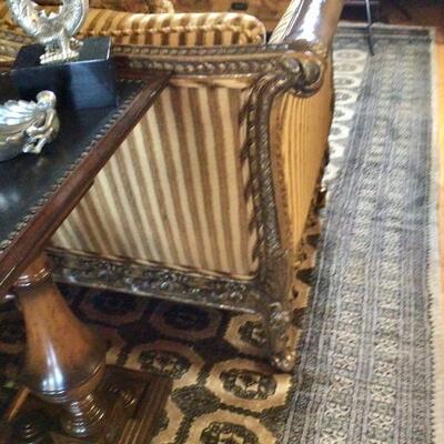 144 - Designer "Rose" Carved Wood Sofa by Tomlinson, Ewin-Lambeth Inc.