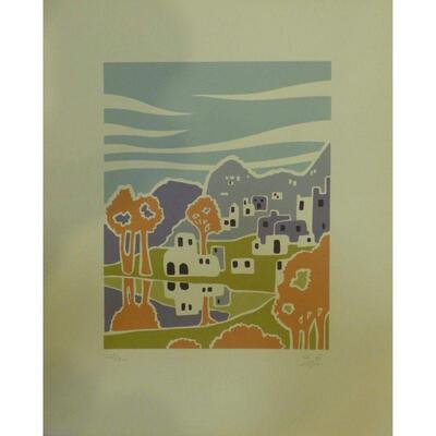 Spanish Original Hand Print Canvas Decoration 13"x14" Retail $345