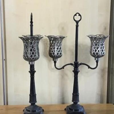 K108 - Pair of Wrought Iron Candelabras 