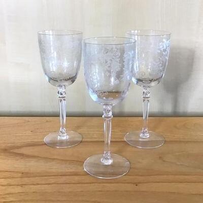 K134 - (3) Floral Etched Goblets