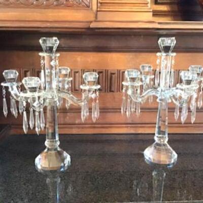K167 - Gorgeous Pair of 17" Tall Crystal Candelabras by Villeroy & Boch 