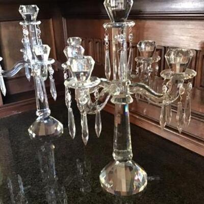 K167 - Gorgeous Pair of 17" Tall Crystal Candelabras by Villeroy & Boch 