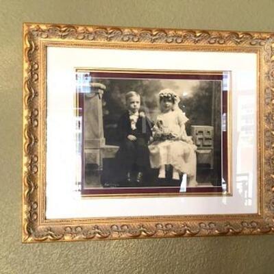 K172 - Gold Framed 1920 Photo of Children In Wedding/Formal Attire
