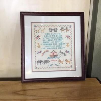 K173 - Framed Needlepoint of Bedtime Rhyme