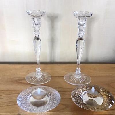 E103 - Pair of Rogaska & Orrefors Candle Holders