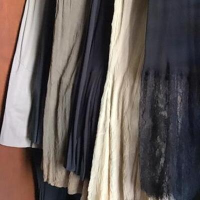C115 - Group of 7 Skirts - All Solid Colors, Most are Long Maxi Boho or Lagenlook Style