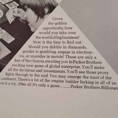 Lot 1: Vintage BILLIONAIRE Board Game