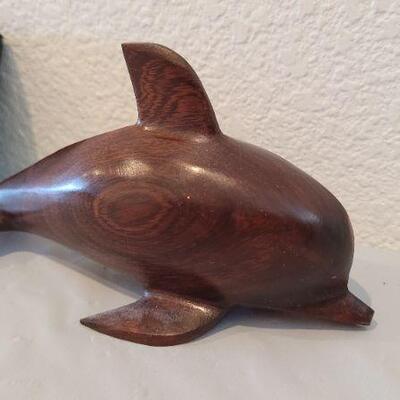 Lot 9: Wood Dolphin Deco and New Deco Small Bowl