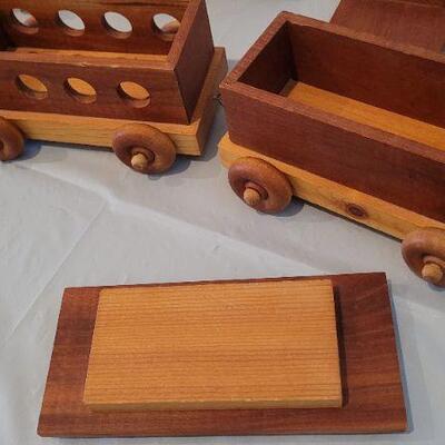 Lot 15: Vintage 5-Piece Handmade Wood Train Set