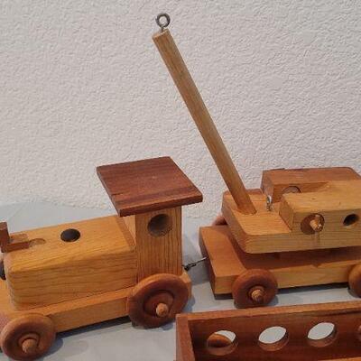 Lot 15: Vintage 5-Piece Handmade Wood Train Set