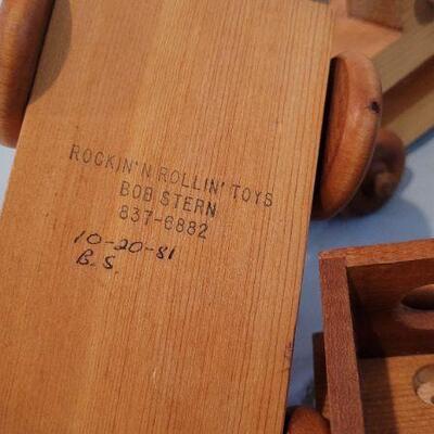Lot 15: Vintage 5-Piece Handmade Wood Train Set