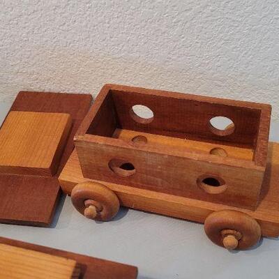 Lot 15: Vintage 5-Piece Handmade Wood Train Set