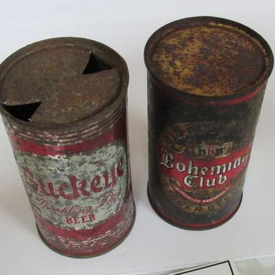 Lot of 13 Vintge Beer Cans With 2 Old Rusty Flat Tops