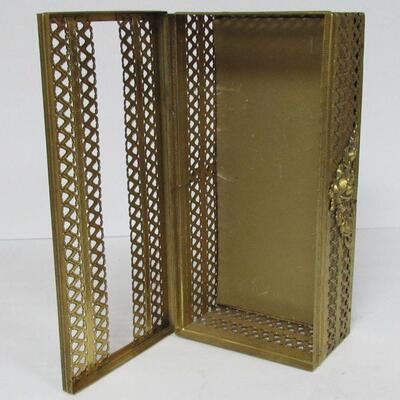 Vintge Pierced Metal Kleenex Holder